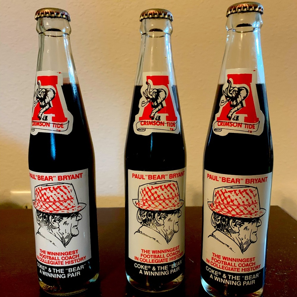Bear Bryant Alabama Coke Bottles